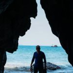 Cave Diving - Man in Diving Suit Standing on Beach